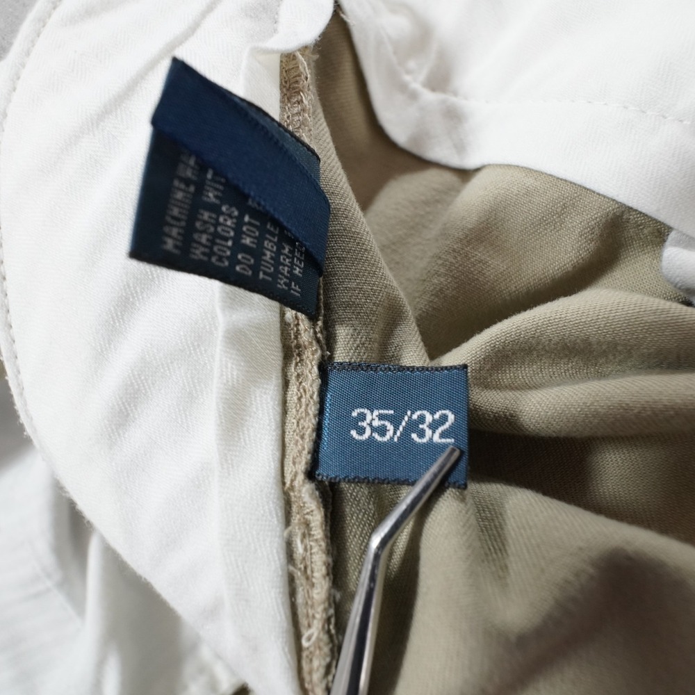 VTG Polo Ralph Lauren Ethan Pleated Chinos Mens35 Tan 100% Cotton 90s Classic - Picture 12 of 16